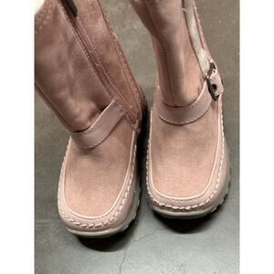 Nine West Naydine Suede Pink Knee High Snow Boots Baby Sz 5 Faux Fur Winter Girl